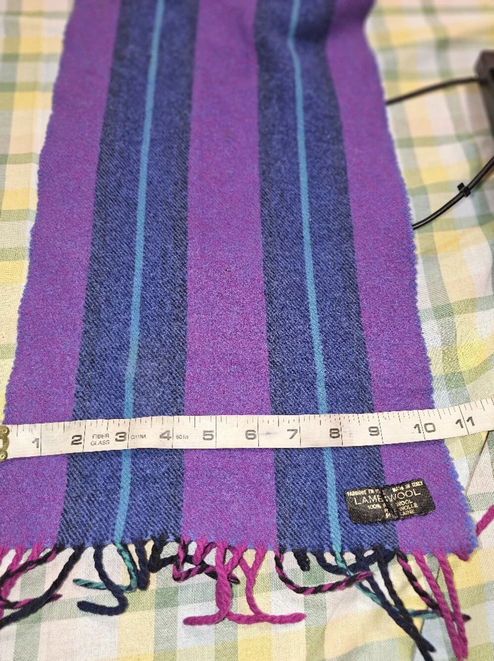 Premium lambs wool/ Classic vertical striped pattern Fringed ends